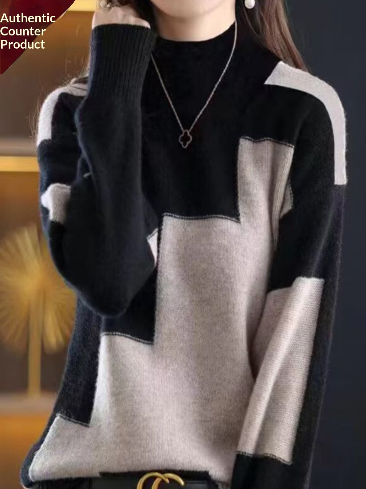 Womens Velvet Sweater New FallWinter Half-Neck Knit Pullover