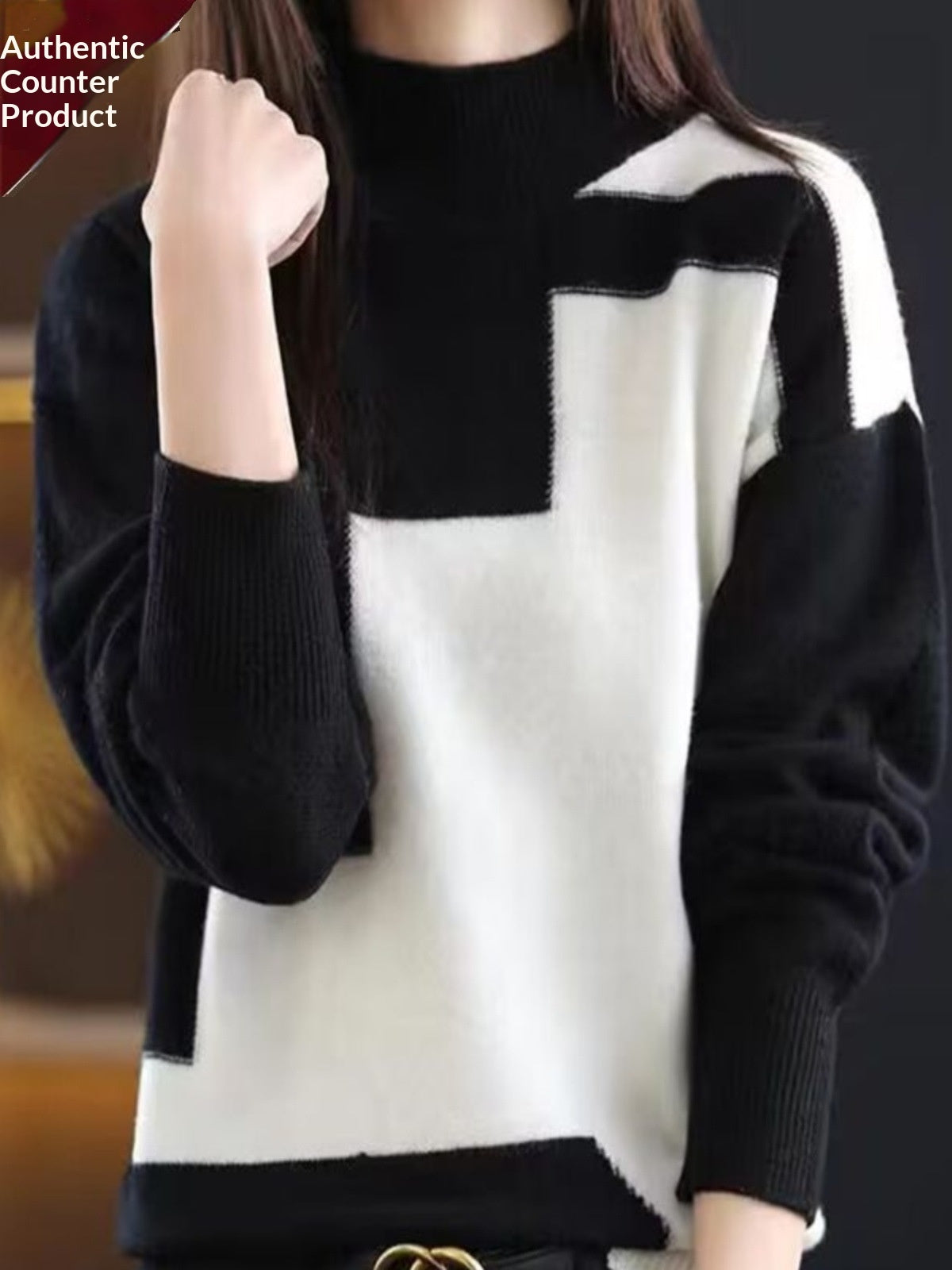 Womens Velvet Sweater New FallWinter Half-Neck Knit Pullover